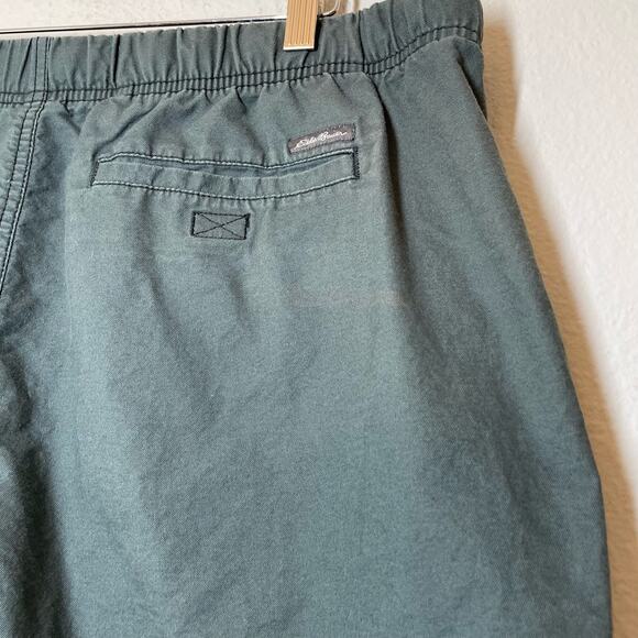 Eddie Bauer Mens Shorts XL Green Elastic Waist Belted - Picture 4 of 5
